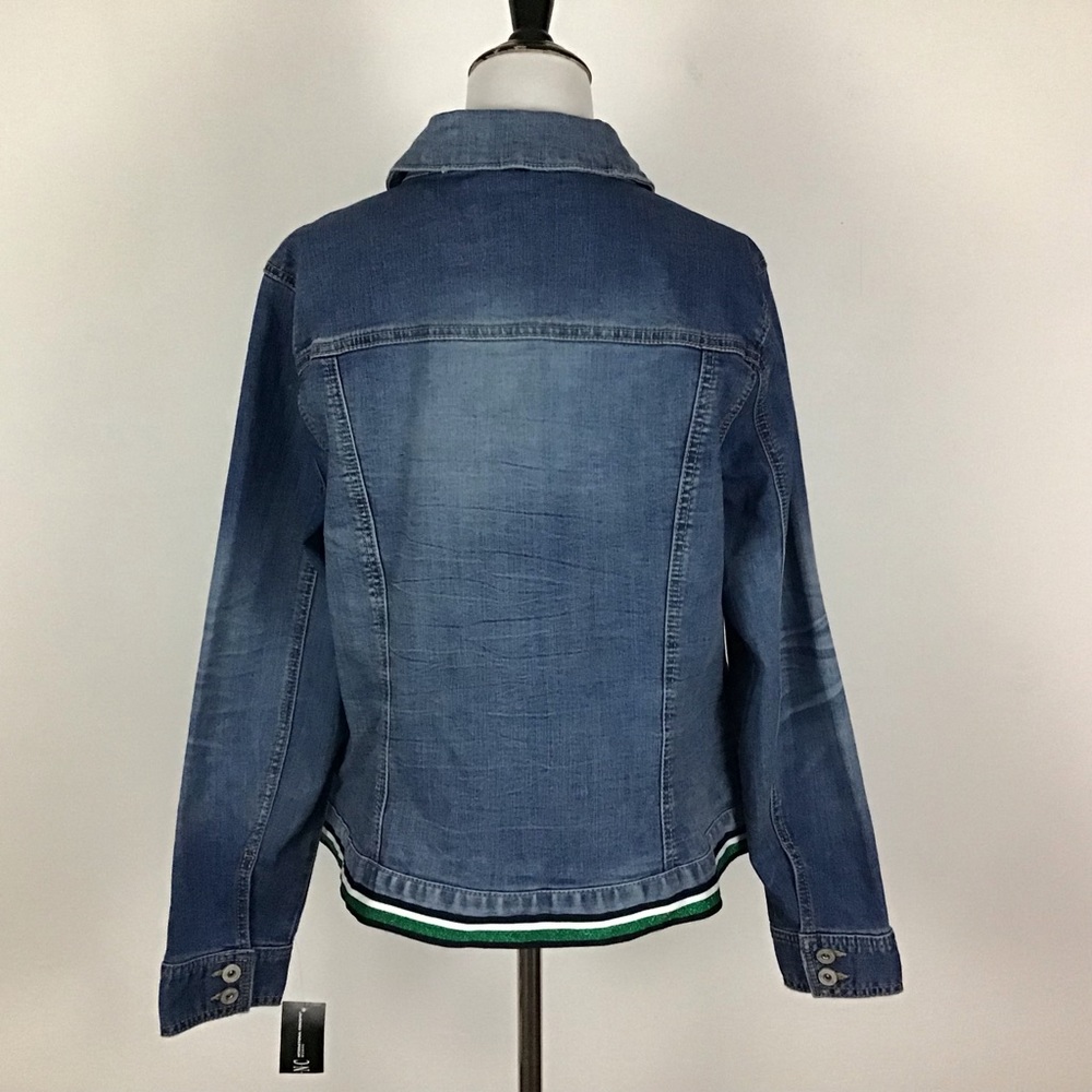 INC Macy's Plus Jean Jacket Varsity Stripe Stretch 2X NWT - Picture 4 of 4